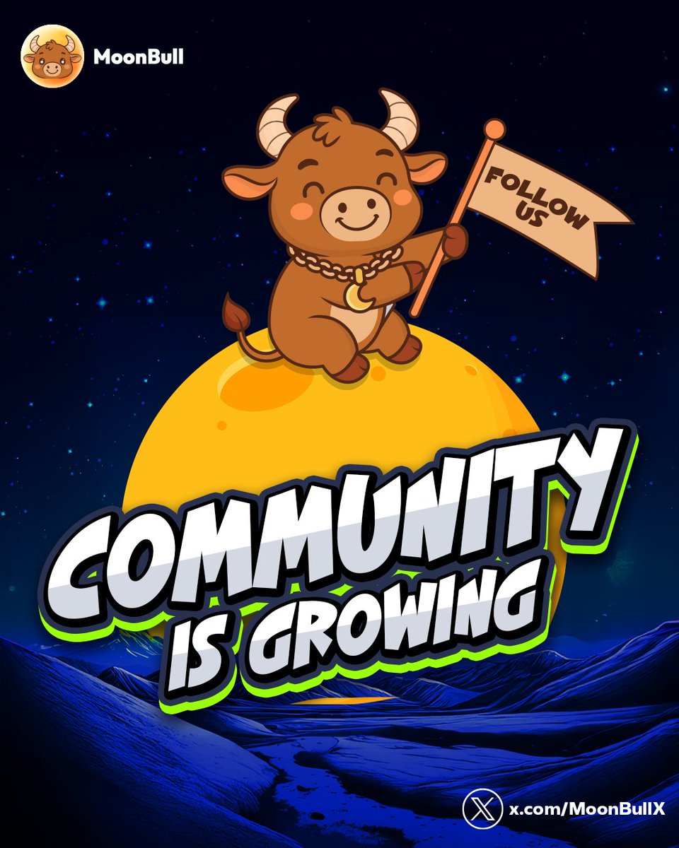 MoonBullX's tweet photo. The MoonBull Community is growing.
Follow us for a daily dose of good vibes 🐂
👉 @MoonBullX

 #MoonBull #CommunityVibes https://t.co/xkRnrW9yrz