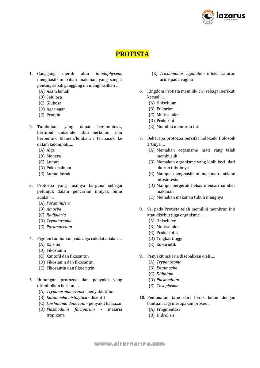 studywithbloom's tweet image. ⋆˚꩜｡LATSOL TKA BIOLOGI
✮ | bab 2 |

📚 SOAL: PROTISTA

sc: alternatifa
#studywithbloom jejak💌

#studytwt #snbt2026 #AMBISVERSE