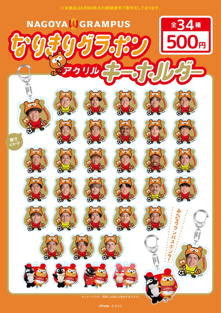 レア 名古屋グランパス選手アクリルキーホルダー15個セット 名古屋