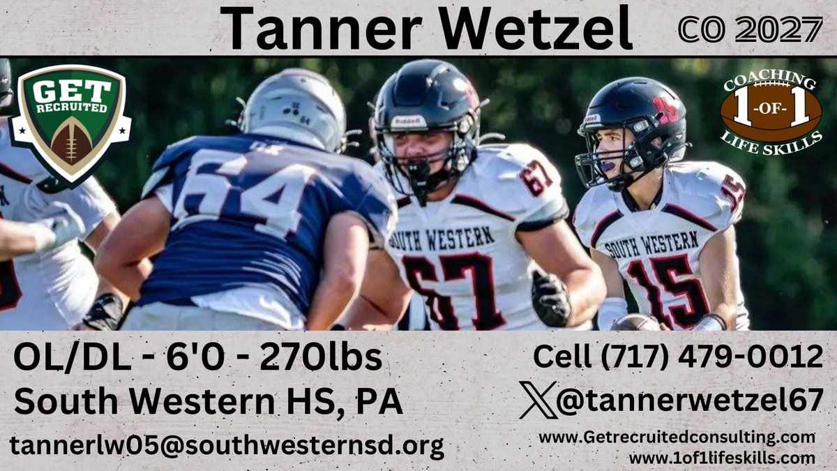 Get Recruited (@get__recruited) on Twitter photo Tanner Wetzel - CO 2027 - OL/DL - 6'0, 270lbs - 3.5 GPA - Athletic, strong, tough, & smart. South Western HS, PA. Profile: app.productiverecruit.com/profile/tanner……
<a href="/tannerwetzel67/">Tanner Wetzel</a> @1of1lifeskills <a href="/SURamsFootball/">Shepherd Football</a> <a href="/SRURockFB/">Slippery Rock Football</a> <a href="/ShipFootball/">Shippensburg Football</a> <a href="/SHU_FBALL/">Seton Hill University Football</a> <a href="/MercyhurstFB/">Mercyhurst Football</a> <a href="/NDCFB/">Notre Dame College Football</a> Tanner Wetzel - CO 2027 - OL/DL - 6'0, 270lbs - 3.5 GPA - Athletic, strong, tough, & smart. South Western HS, PA. Profile: app.productiverecruit.com/profile/tanner……
<a href="/tannerwetzel67/">Tanner Wetzel</a> @1of1lifeskills <a href="/SURamsFootball/">Shepherd Football</a> <a href="/SRURockFB/">Slippery Rock Football</a> <a href="/ShipFootball/">Shippensburg Football</a> <a href="/SHU_FBALL/">Seton Hill University Football</a> <a href="/MercyhurstFB/">Mercyhurst Football</a> <a href="/NDCFB/">Notre Dame College Football</a>