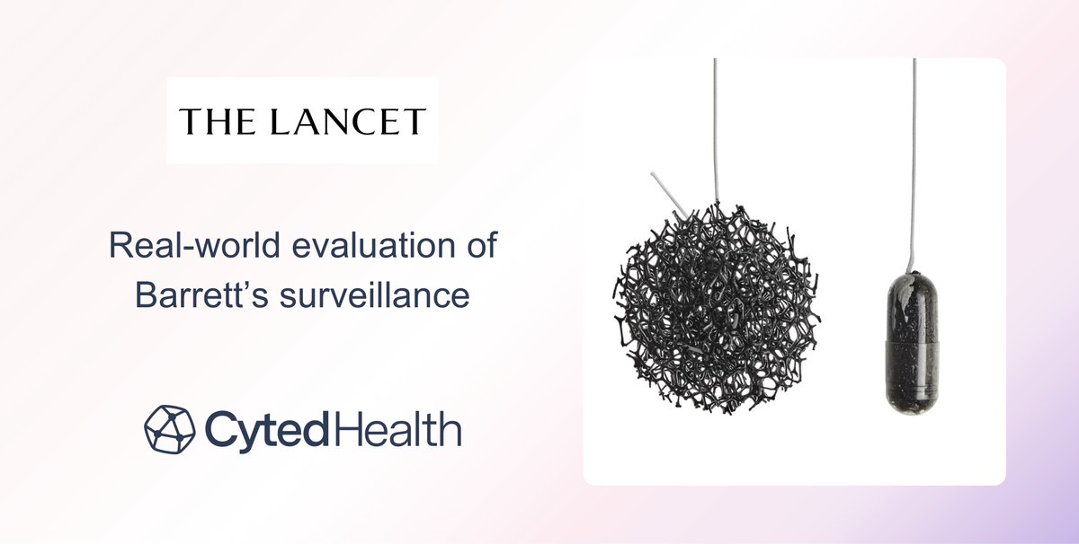 Cyted Health (@cytedhealth) on Twitter photo New in The Lancet: a major step forward in Barrett’s esophagus surveillance.
Our real-world study shows how a capsule sponge test + biomarker analysis can stratify risk - helping to prioritise care & streamline endoscopy pressures.
thelancet.com/journals/lance… New in The Lancet: a major step forward in Barrett’s esophagus surveillance.
Our real-world study shows how a capsule sponge test + biomarker analysis can stratify risk - helping to prioritise care & streamline endoscopy pressures.
thelancet.com/journals/lance…
