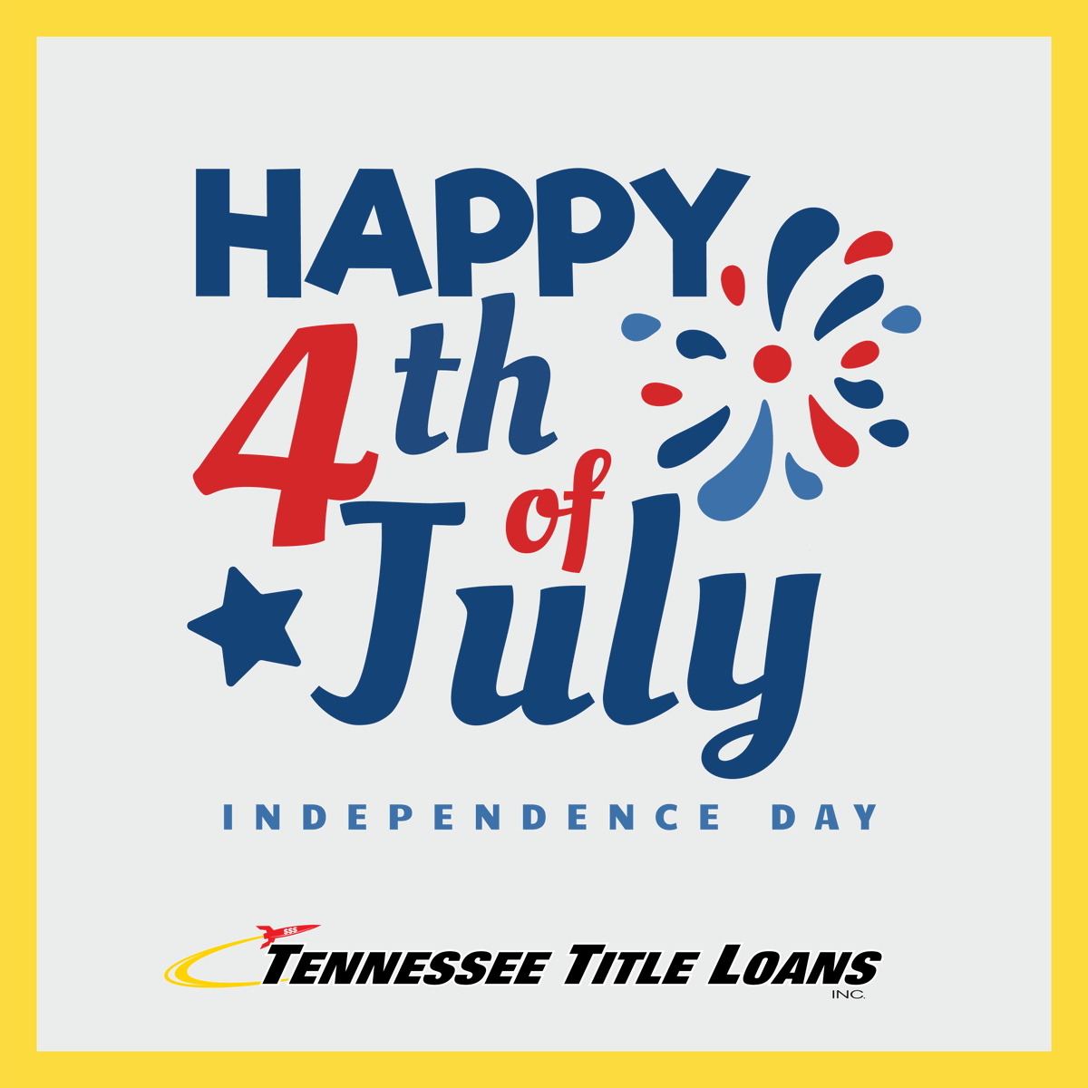 TitleTennessee's tweet photo. 🇺🇸 Happy Independence Day from Tennessee Title Loans, Inc.! 🎉 We wish all our customers a safe and joyful 4th of July. Proud to serve and celebrate with you! 🙌 How are you celebrating? 🎆 

#4thOfJuly #IndependenceDay #TennesseeTitleLoans https://t.co/vFV3E7BKxC