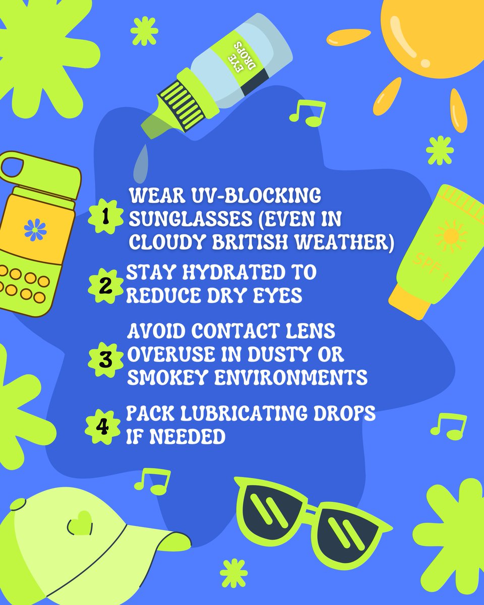 TheLancashireEC's tweet photo. Heading to Lytham Festival this weekend? Here are 4 quick tips to keep your eyes comfortable while you enjoy the music, the crowds, and the long summer days. Take care of your eyes & go have an absolute belter! #LythamStAnnes #FyldeCoast #Blackpool #LythamLife #LythamFestival https://t.co/oJ4raBxJDx