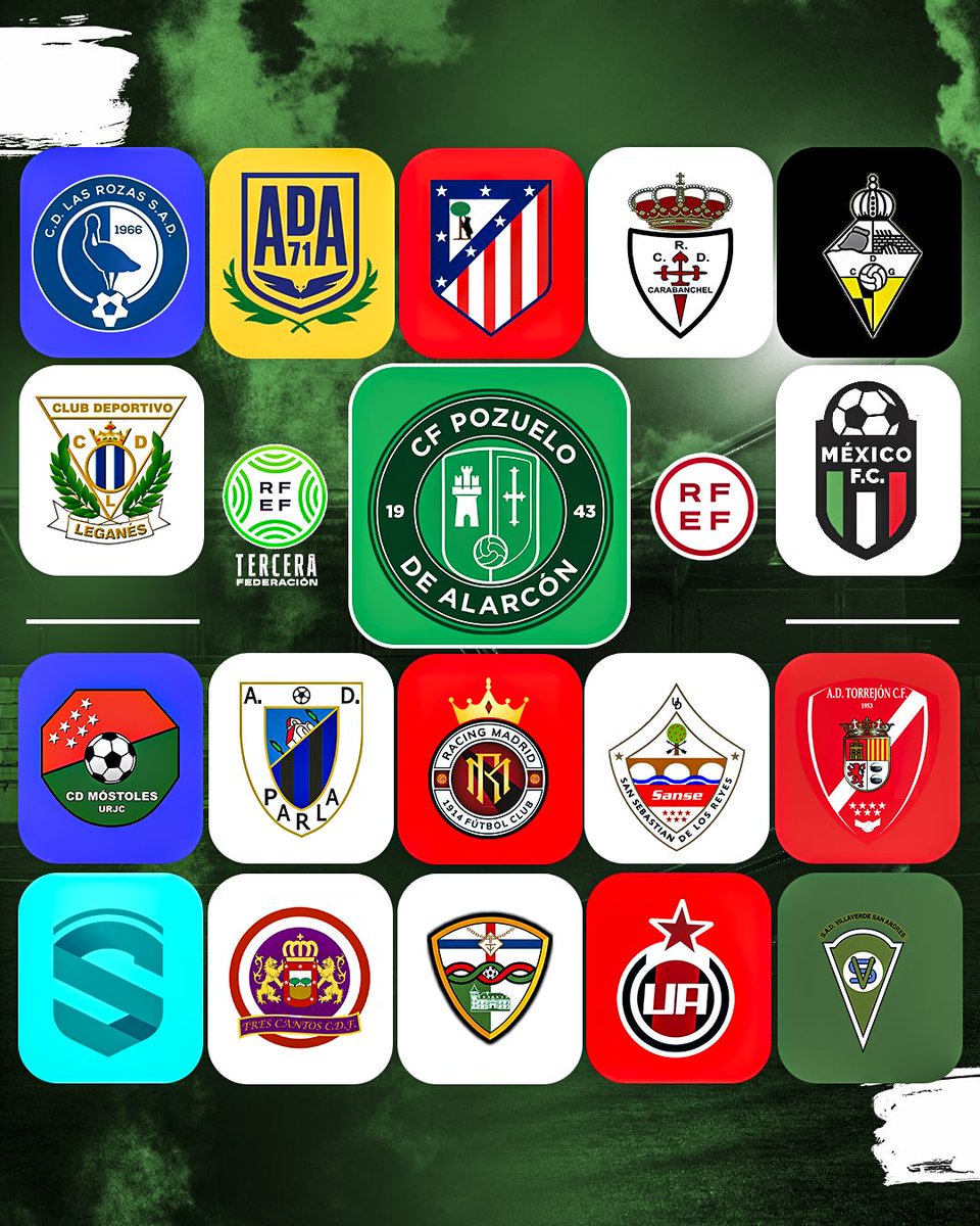 ⚔️ ¡Estos serán los rivales en nuestra vuelta a Tercera RFEF!

Deseando volver a visitar a viejos conocidos del Grupo VII y competir en nuevos campos de Madrid 🤝

¡Vamos, Pozuelo! 💪

💚🤍 #FamiliaVerde #DueñosDeUnaPasion