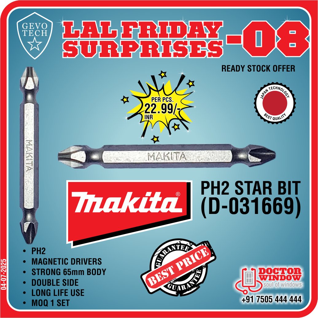 DOCTORWINDOW_IN's tweet image. G EVO TECH NEPTUNE DOOR ADJUSTABLE ROLLER
GEVO TECH MAKITA PH2 STAR BIT (D-031669)
GEVO TECH THUNDER FRICTION STAY
GEVO TECH FUSION GLASS PACKER (1, 3 &amp;amp; 5mm THICKNESS)

#doorroller #makita #fristionstay #glasspacker #doctorwindow #soulofwindows #door #hardware  #hardwarematerials