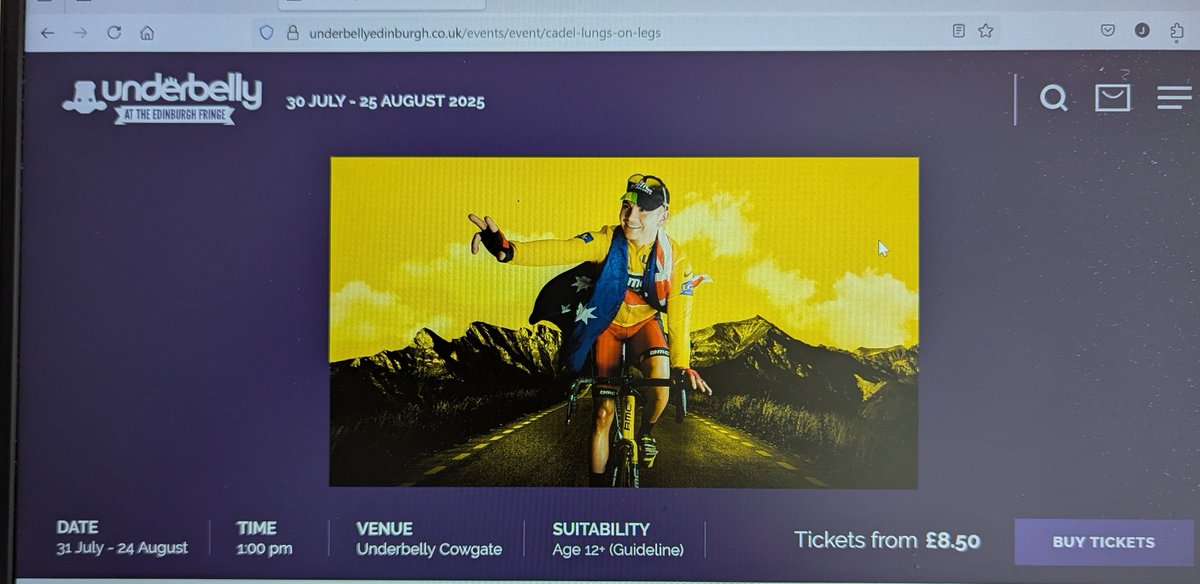 WeareSOPR's tweet photo. Celebrating the start of the #TourdeFrance ? This could be the show for you: CADEL: Lungs on Legs tells the epic true story of Australia's only winner of the legendary race starring Connor Delves. #daretodiscover #quickflyerfriday https://t.co/CaKf53fjTJ