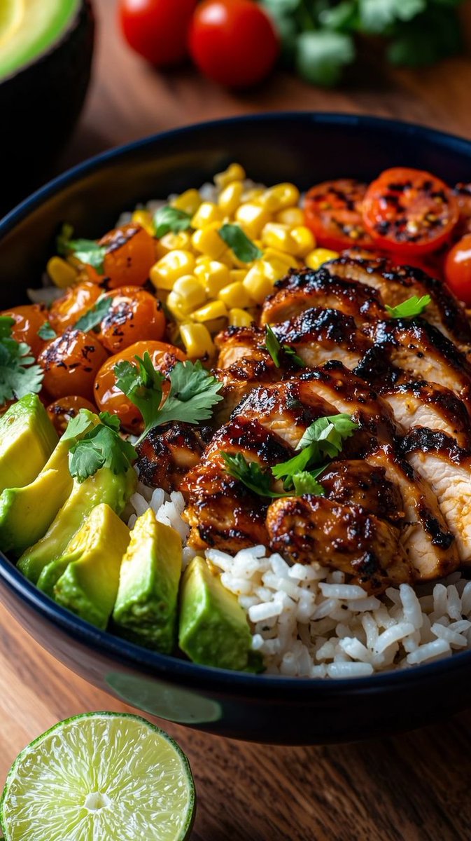 summer_food's tweet image. Honey Chipotle Chicken Rice Bowl