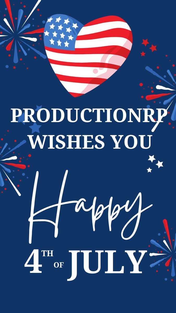 Production__RP's tweet image. We wish you a good 4th of July and make sure you stay safe and dont go to Crazy 🥳 #ProductionRP #IndependenceDay #4thofJuly