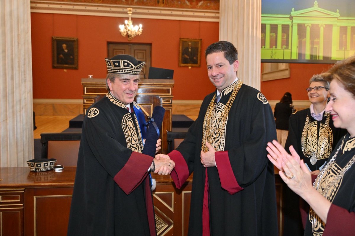With the Rector/Head of the National Kapodistrian University of Athens, Dr. Gerasimos Siasos, during the medical school honorary degree presentation. It was great to visit such a historic and remarkable University and see the progress made there.