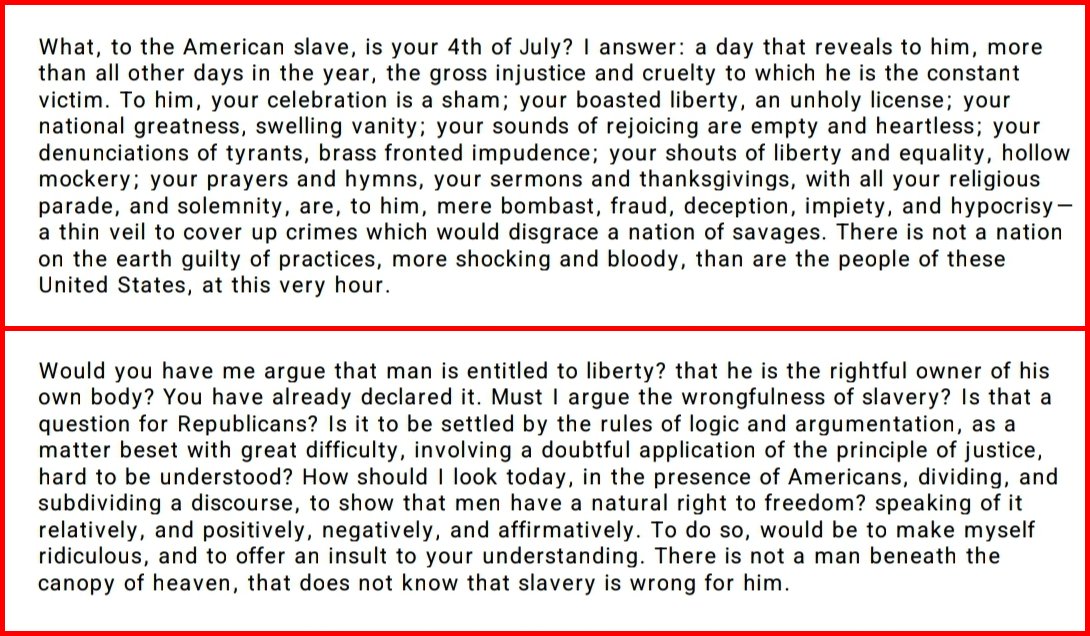 173 years ago today, Frederick Douglas gave his amazing "What to the Slave is the Fourth of July?" speech: