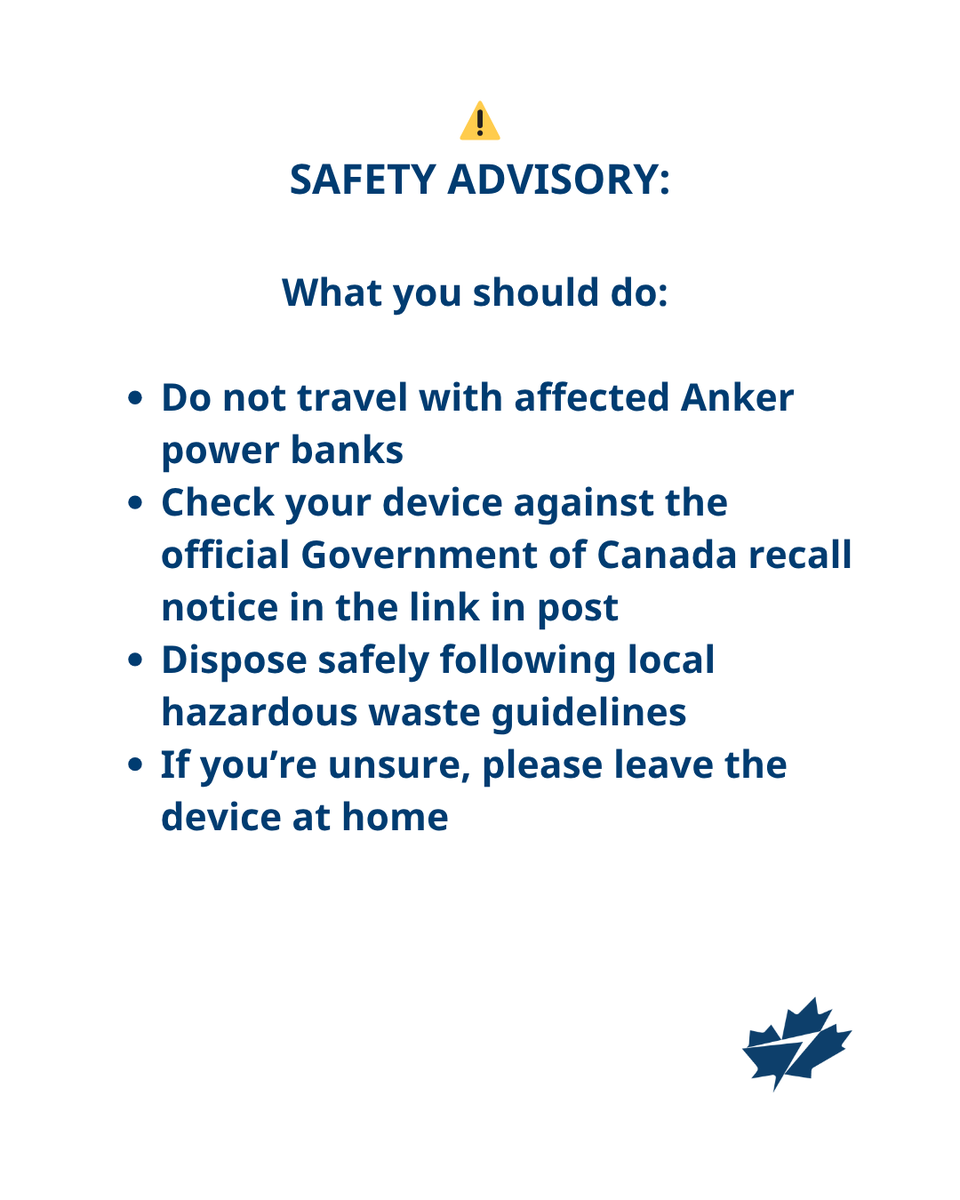 ⚠️ SAFETY ADVISORY: Recalled Anker Power Banks temporarily prohibited on board
ms.spr.ly/6017SNFAS