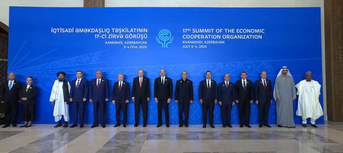 NKobserver's tweet image. Economic Cooperation Organisation member heads of state visit #NagornoKarabakh, including @erdogan and @drpezeshkian, toured the empty cities of Shusha/i and the territory's capital Stepanakert. All together, 🇦🇫🇦🇿🇮🇷🇰🇿🇰🇬🇵🇰🇹🇯🇹🇷🇹🇲🇺🇿 heads of state currently attending the…