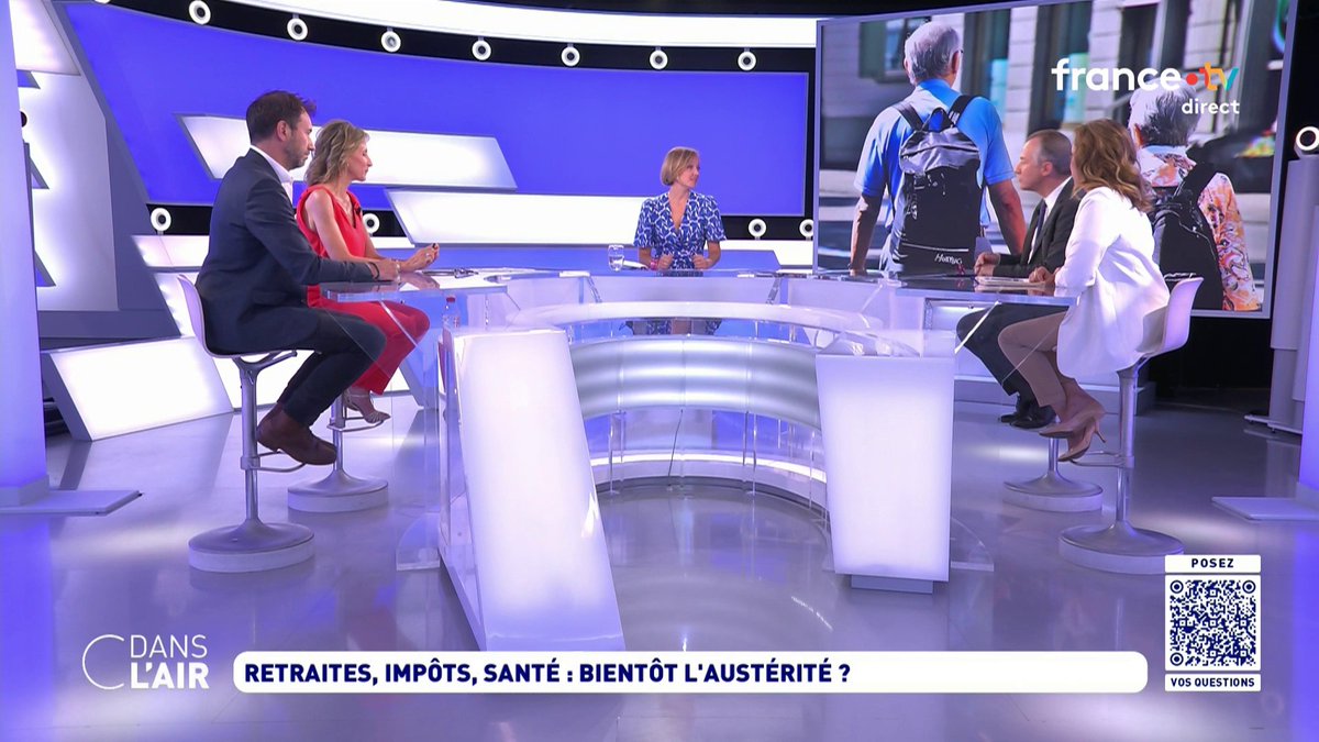 C dans l'air (@cdanslair) on Twitter photo ⬛Retraites, impôts, santé : bientôt l'austérité ?
Retrouvez cette émission #cdanslair, présentée par
<a href="/mlauque/">Maya Lauqué</a> , en replay sur France 5 et sur toutes les plateformes de podcast: audmns.com/cfXainl
Bonne soirée, à demain !
#Politique #Budget ⬛Retraites, impôts, santé : bientôt l'austérité ?
Retrouvez cette émission #cdanslair, présentée par
<a href="/mlauque/">Maya Lauqué</a> , en replay sur France 5 et sur toutes les plateformes de podcast: audmns.com/cfXainl
Bonne soirée, à demain !
#Politique #Budget