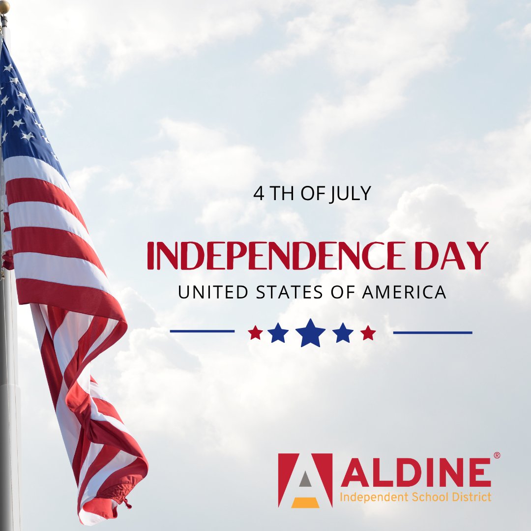 Happy 4th of July, Aldine ISD! 🇺🇸

Today we’re celebrating freedom, family, and fun—whether you’re firing up the grill or watching fireworks light up the sky. Show us your 🔥 BBQ plates or share how you celebrate with us in the comments below! ⬇️

Stay safe, enjoy the sunshine,