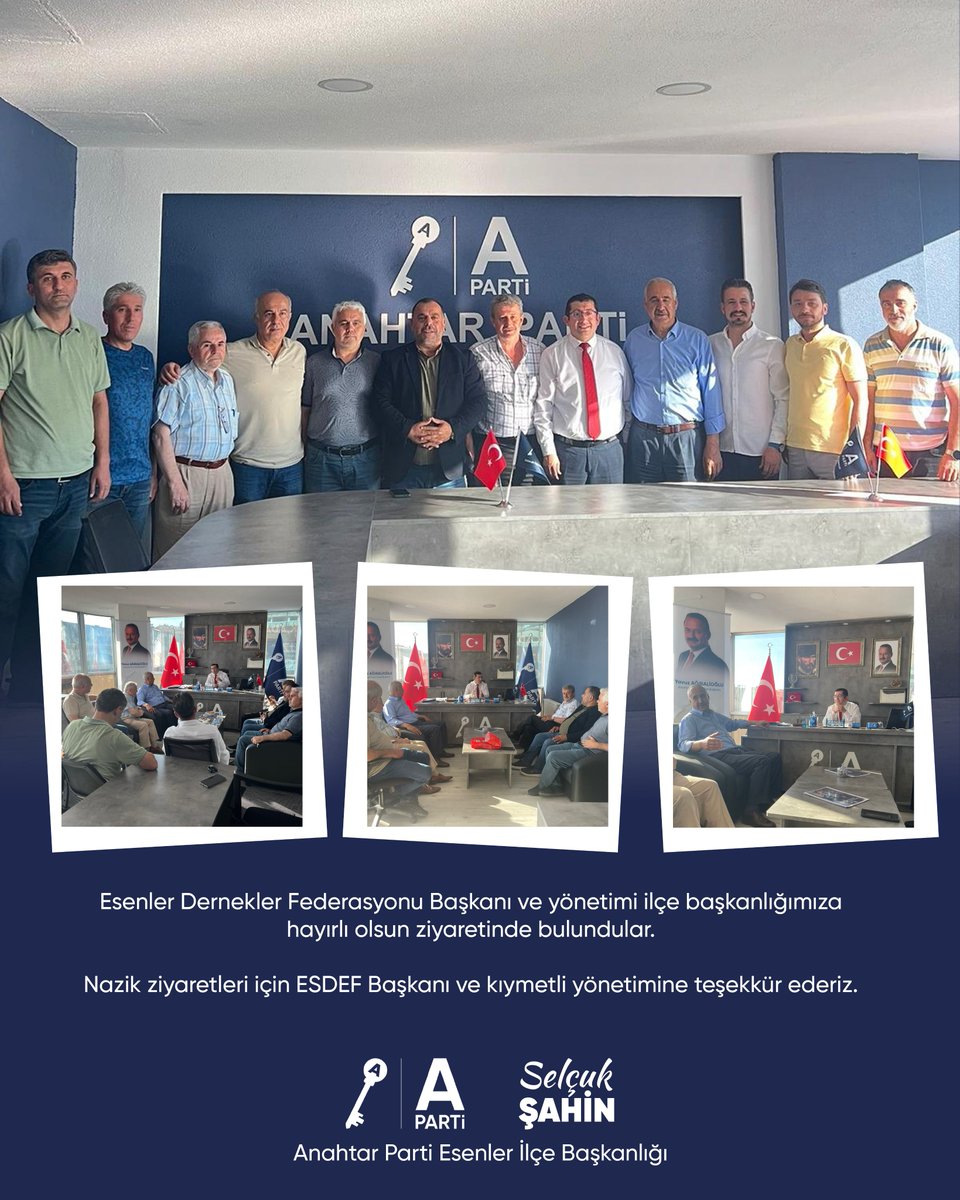 esenleranahtar's tweet photo. Esenler Dernekler Federasyonu Başkanı ve yönetimi ilçe başkanlığımıza
hayırlı olsun ziyaretinde bulundular.
Nazik ziyaretleri için ESDEF Başkanı ve kıymetli yönetimine teşekkür ederiz.
@yavuzagiraliog @anahtarparti @slck60shn
#ESDEF #AnahtarParti #YavuzAğıralioğlu #Esenler https://t.co/Hd25ZWyZai