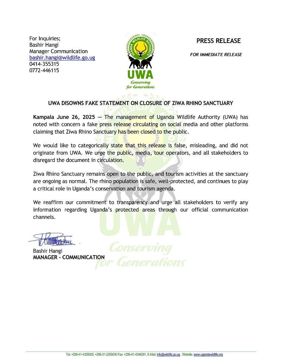samuelkeeya1's tweet image. Uganda Wildlife Authority Debunks False Closure Claims of Ziwa Rhino Sanctuary. Checkout our article for more info.......
responsibletourismcompany.com/uwa-debunks-fa…
@Mamerito @RespTourismUG @ugwildlife