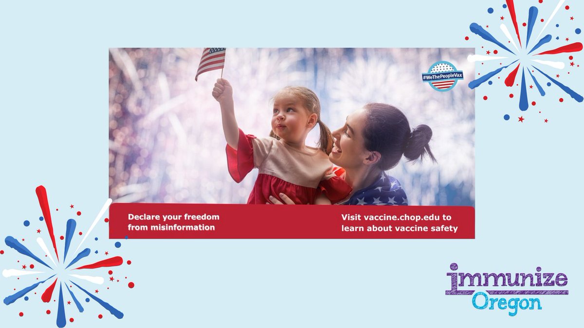 🦅Getting vaccinated is as patriotic as George Washington — this 4th of July, declare your freedom from misinformation! Visit chop.edu/vaccine-educat… to get the facts. #Happy4thOfJuly 🇺🇸 #WeThePeopleVax #ImmunizeOR #ImmunizeOregon