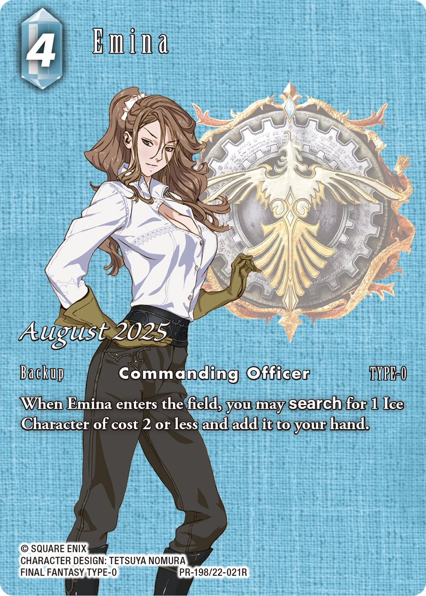 FFTCG_NA's tweet image. Next month, Emina is our newest Organized Play Card for August!
Contact your local store to see how you can win this card next month.
