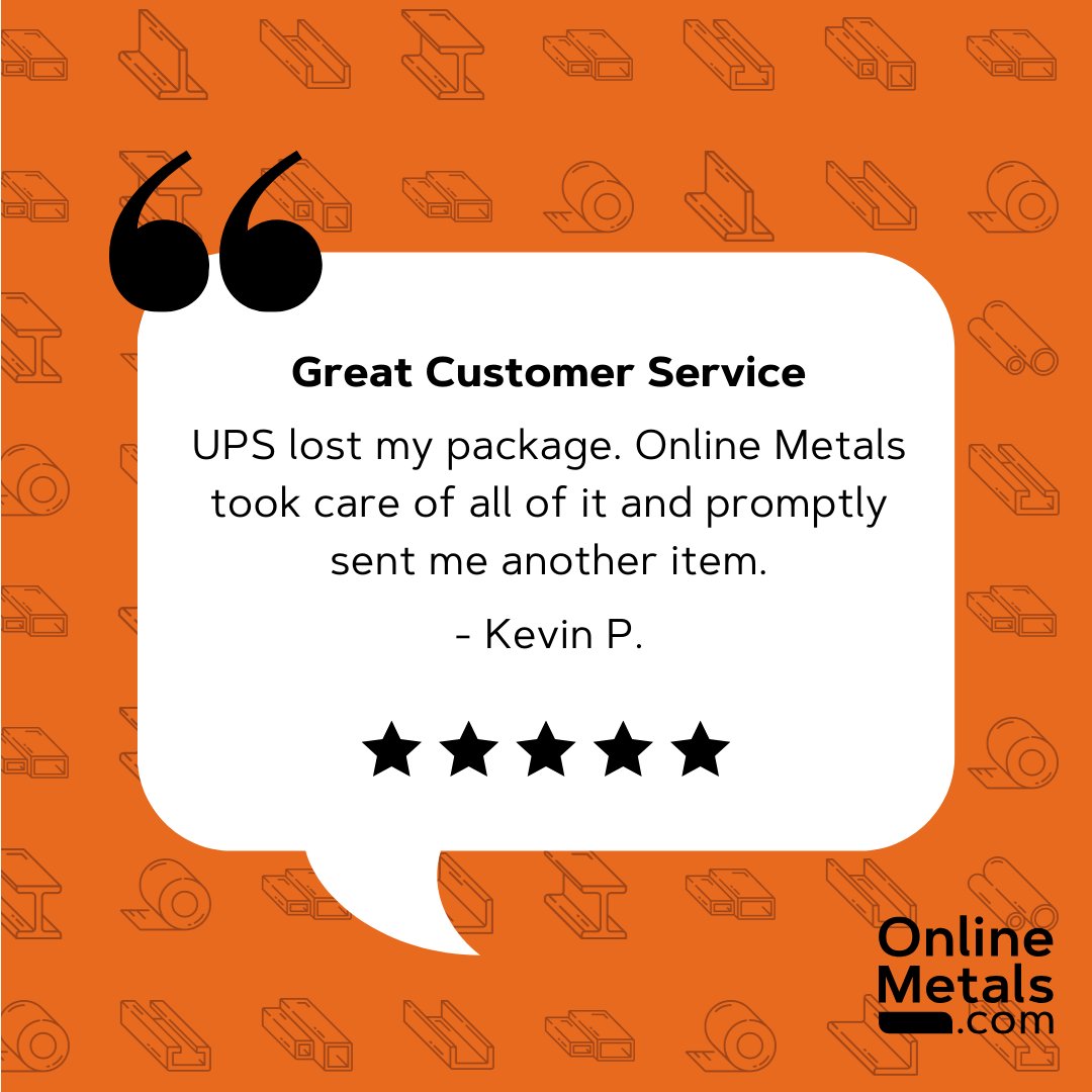 OnlineMetals's tweet image. 🔧 Need help with your metal projects? 💪
--
Our Customer Service at Online Metals is here to hammer out any issues and provide solutions that shine like gold! Visit olmtl.co/3KXwGaP today! 🌐✅ #MetalProjects #CustomerServiceExcellence #OnlineMetals