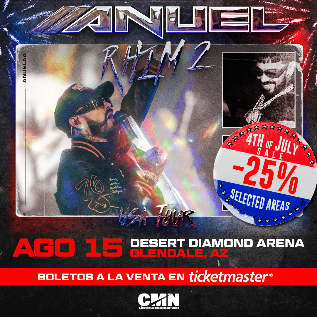 ANUEL AA: 4th of July SALE 🎆
🔥 Only for the real ones 🔥 25% OFF select areas so you can pull up with the whole crew.

🗓️ July 4 @ 10AM – July 6 @ 11:59PM (Local Time)

🎟️No code needed | Max 8 tickets per order
ow.ly/Lcuy50Wjq5i