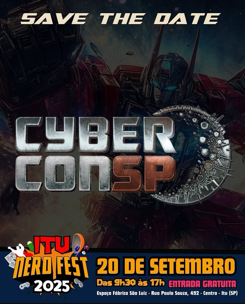 Tfbr_Bora's tweet photo. ITU Nerd Feast é a maior evento Nerd na cidade.
Localização a 1h50m de São Paulo, capital.
E em 2025 a CyberconSP estarão presentes!
Participe do encontro dia 20 de setembro!
#ITU #NerdFest #CyberconSP https://t.co/chyX9mQMRI