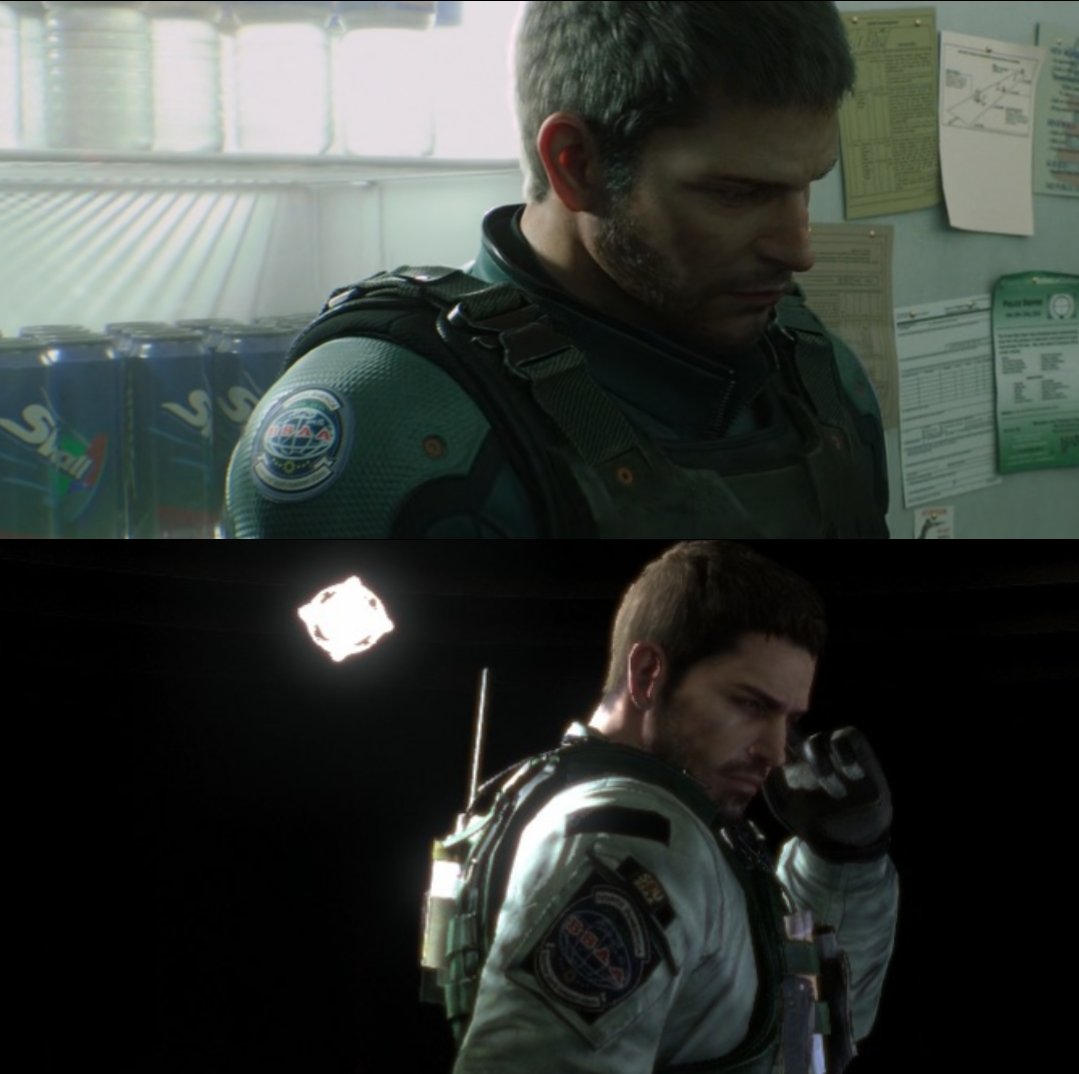 RacconSurvivor's tweet image. Chrisโs unifrom during the Spencer estate mission features a different BSAA patch than the one he has later on, which is the initial BSAA logo before they branched out, thoughtful design change since that mission took place in 2006, close to when the BSAA was founded. #REBHFun