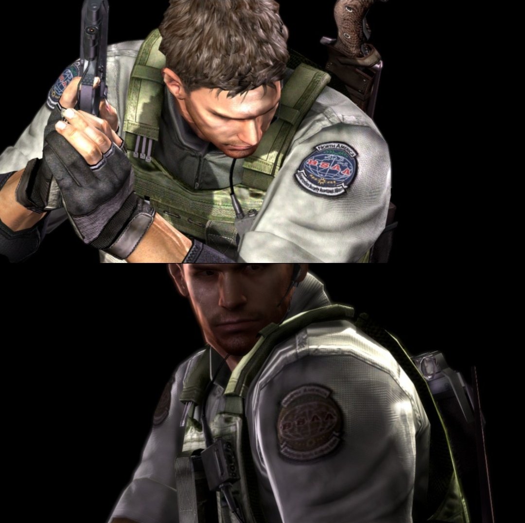RacconSurvivor's tweet image. Chrisโs unifrom during the Spencer estate mission features a different BSAA patch than the one he has later on, which is the initial BSAA logo before they branched out, thoughtful design change since that mission took place in 2006, close to when the BSAA was founded. #REBHFun