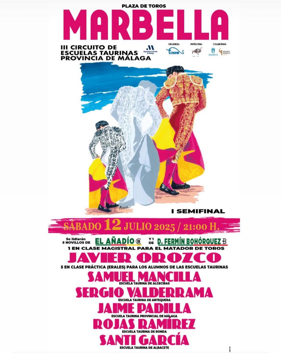 El sábado 12 de Julio volvemos a <a href="/TorosMarbella/">Toros Marbella</a> , donde  Javier se formó como novillero, en la 1 semifinal  del III Circuito de escuelas taurinas provincia de Málaga.. Mucha ilusión por compartir su experiencia con los alumnos de las escuelas taurinas participantes . 

#Rondeño