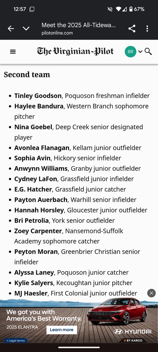 I am blessed to have made Second team All-Tidewater! So excited to see what blessings come up for me during travel ball! 
<a href="/HeelsPremier/">Lady Heels Premier</a> <a href="/jerseypauley/">Paul E Mcdonald</a> <a href="/CoachB757/">Brandon Hairston</a>