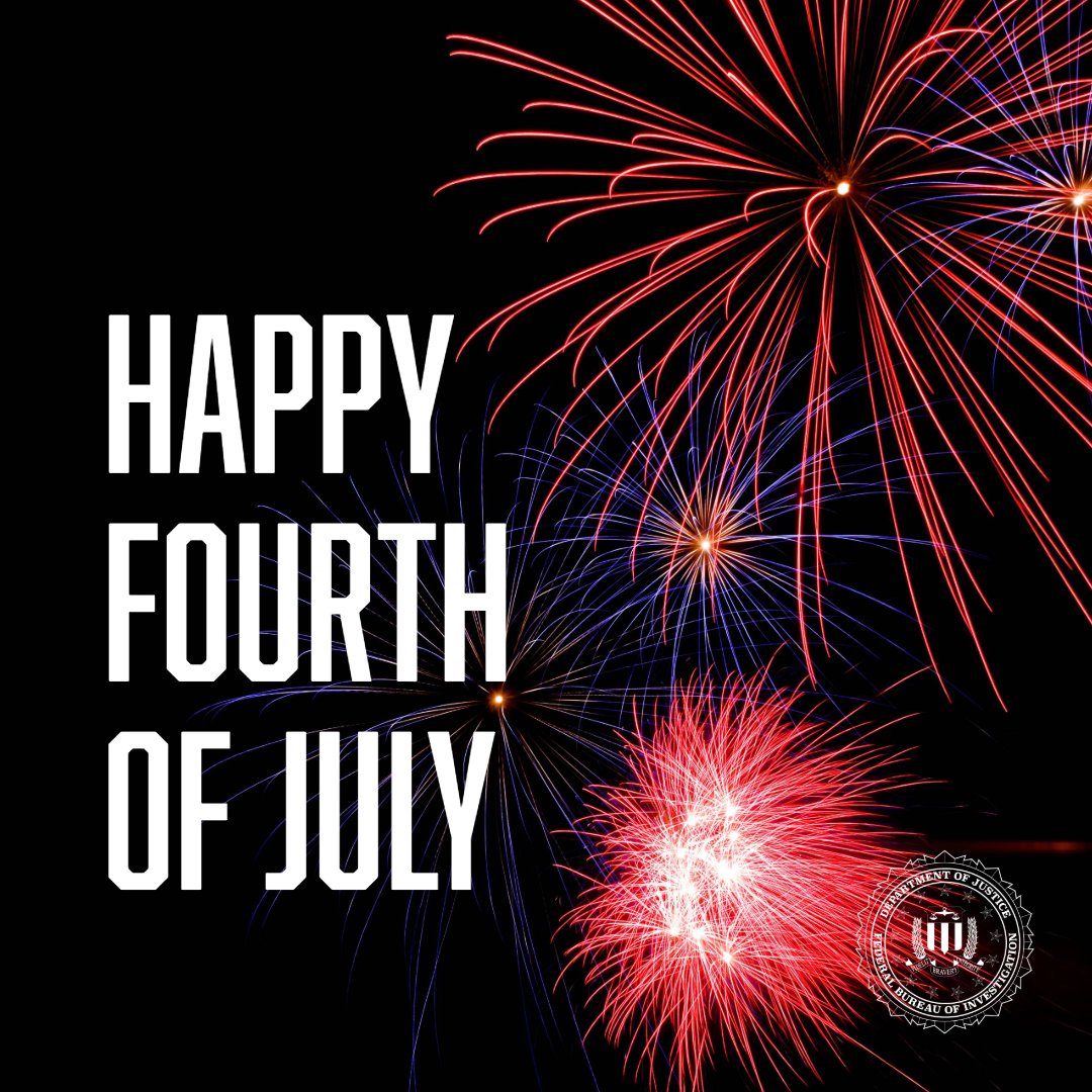 FBISanAntonio's tweet image. The FBI wishes everyone a safe and happy Independence Day!
¡El FBI les desea a todos un feliz y seguro Día de la Independencia!