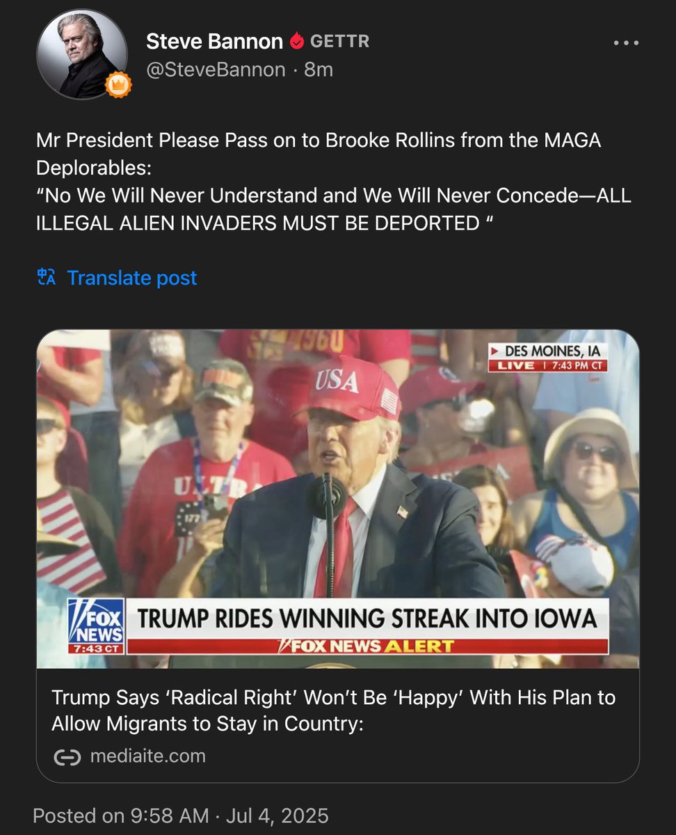 Grace Chong, MBI (@gc22gc) on Twitter photo Mr President Please Pass on to Brooke Rollins from the MAGA Deplorables:
āNo We Will Never Understand and We Will Never ConcedeāALL ILLEGAL ALIEN INVADERS MUST BE DEPORTEDā
ā¦<a href="/SecRollins/">Secretary Brooke Rollins</a>ā©
mediaite.com/media/tv/trump⦠Mr President Please Pass on to Brooke Rollins from the MAGA Deplorables:
āNo We Will Never Understand and We Will Never ConcedeāALL ILLEGAL ALIEN INVADERS MUST BE DEPORTEDā
ā¦<a href="/SecRollins/">Secretary Brooke Rollins</a>ā©
mediaite.com/media/tv/trumpā¦