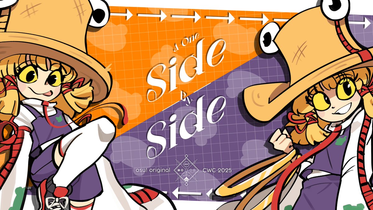A_One_JP's tweet image. 🎧 New song reveal! 🎧
✨「Side by Side」✨ — our brand-new Touhou Eurobeat, written for this year’s osu!catch World Cup! Huge thanks to @Peargor for the bg art!
Check it out & tell us what you think 👇
#Touhou #A_One #Eurobeat #osu