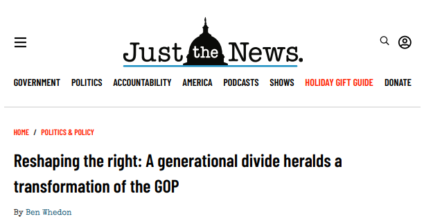 "...Gen Z conservatives are increasingly challenging long-established norms in the GOP and appear eager to reshape the movement in an “America First” mold that surpasses the president’s own vision."

(Link in ALT)