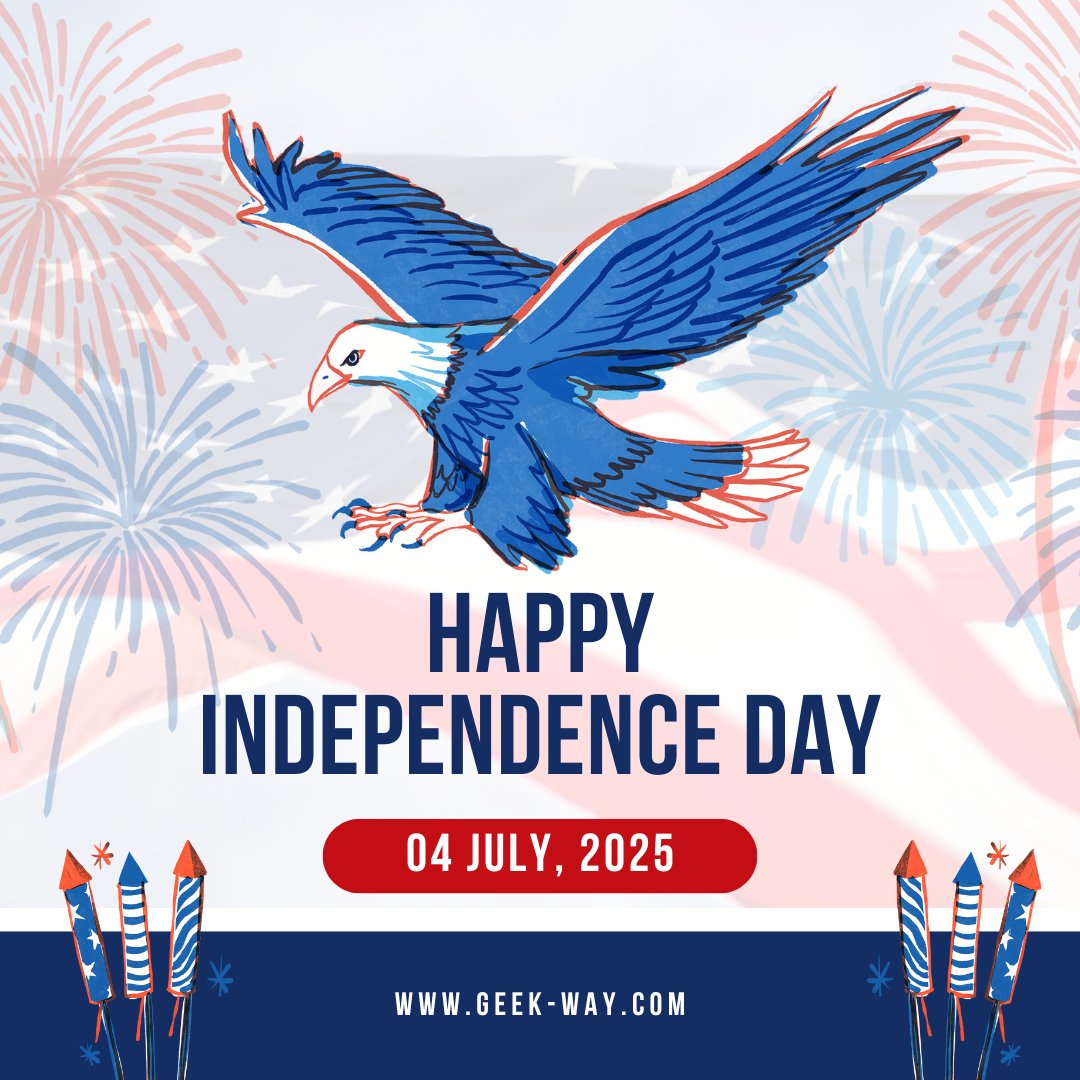 GeekwayLLC's tweet photo. 🇺🇸 Happy Independence Day! 🎆
Celebrate freedom, unity, and the American spirit today. Wishing you a safe &amp; joyful 4th of July!
👉 Visit us: https://t.co/1AxHsng5ke

#July4th #IndependenceDay #USA #Freedom https://t.co/3GnIIj9x3M