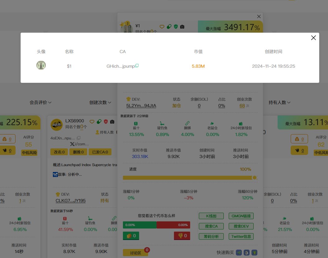 3LZq8TKNtX2kT8X1H2A4AHcvhUjQ5JTxYWTTc5JBpump
DEV 上一个币 高点70M
数据来源于：space.sdoge.net 注册后免费使用