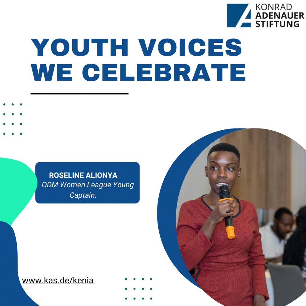 KAS_Kenya's tweet image. Youth spotlight: Roseline Alionya
She is a young captain under the mentorship of @TheODMparty Women League. Alionya champions for women&apos;s leadership and ensures young women take their rightful place in shaping policy.
#Youthvoices