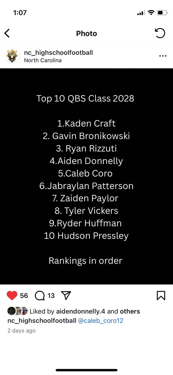 Aiden Donnelly (@aidendonnelly_4) on Twitter photo Appreciate being included on this list. 🙏🏻Only up from here 📈
<a href="/CoachZMayo/">Zach Mayo</a> <a href="/phaberkamp/">Patrick Haberkamp</a> <a href="/BjSherrill_III/">Bj Sherrill</a> <a href="/imitch__/">Mitch</a> <a href="/Mooresville_FB/">Mooresville Football</a> <a href="/ChrisReynolds_3/">Chris Reynolds</a> <a href="/QBHitList/">QBHitList.com</a> <a href="/NPCSportsNC/">NorthPiedmontConf</a> <a href="/Elite11/">Elite11</a> Appreciate being included on this list. 🙏🏻Only up from here 📈
<a href="/CoachZMayo/">Zach Mayo</a> <a href="/phaberkamp/">Patrick Haberkamp</a> <a href="/BjSherrill_III/">Bj Sherrill</a> <a href="/imitch__/">Mitch</a> <a href="/Mooresville_FB/">Mooresville Football</a> <a href="/ChrisReynolds_3/">Chris Reynolds</a> <a href="/QBHitList/">QBHitList.com</a> <a href="/NPCSportsNC/">NorthPiedmontConf</a> <a href="/Elite11/">Elite11</a>