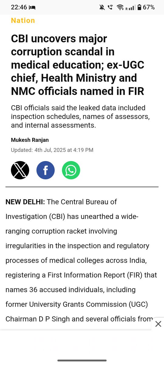 Aakash (@aakash_rewari) on Twitter photo CBI uncovers major corruption scandal in medical education; ex-UGC chief, Health Ministry and NMC officials named in FIR newindianexpress.com/nation/2025/JuтАж
<a href="/malpani/">Dr Aniruddha Malpani, MD</a>
<a href="/ramavenu/">Rama Venugopal</a>
<a href="/autopsy_surgeon/">рдпрдорд░рд╛рдЬ</a>
<a href="/Indian__doctor/">Indian DoctorЁЯЗоЁЯЗ│</a> CBI uncovers major corruption scandal in medical education; ex-UGC chief, Health Ministry and NMC officials named in FIR newindianexpress.com/nation/2025/JuтАж
<a href="/malpani/">Dr Aniruddha Malpani, MD</a>
<a href="/ramavenu/">Rama Venugopal</a>
<a href="/autopsy_surgeon/">рдпрдорд░рд╛рдЬ</a>
<a href="/Indian__doctor/">Indian DoctorЁЯЗоЁЯЗ│</a>