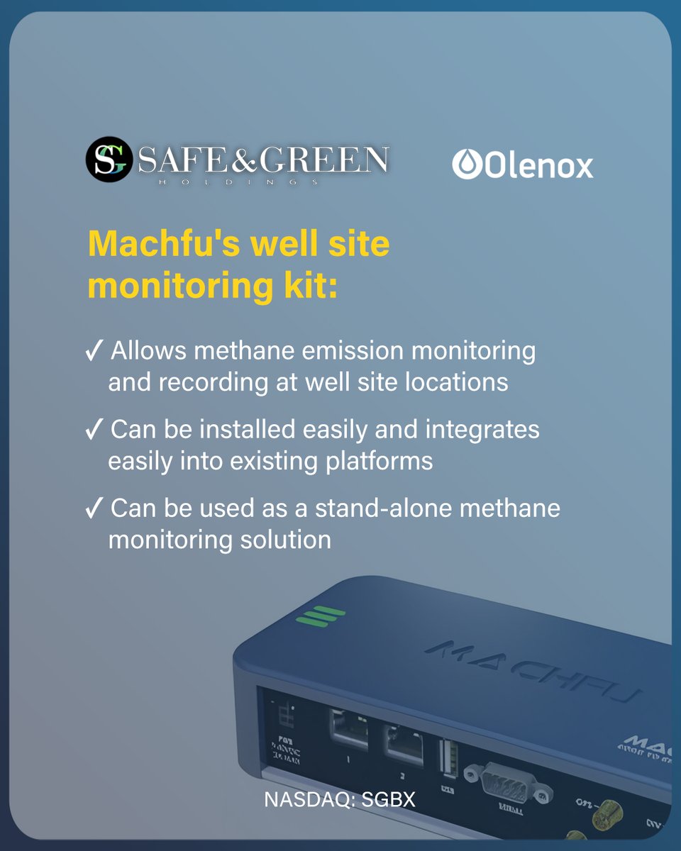#Machfu, by $SGBX, offers accessible methane monitoring, preventing #MethaneLeaks from equipment used in the #OilAndGas sector.

Discover: asmbly.link/jwpwA4p

#NASDAQ