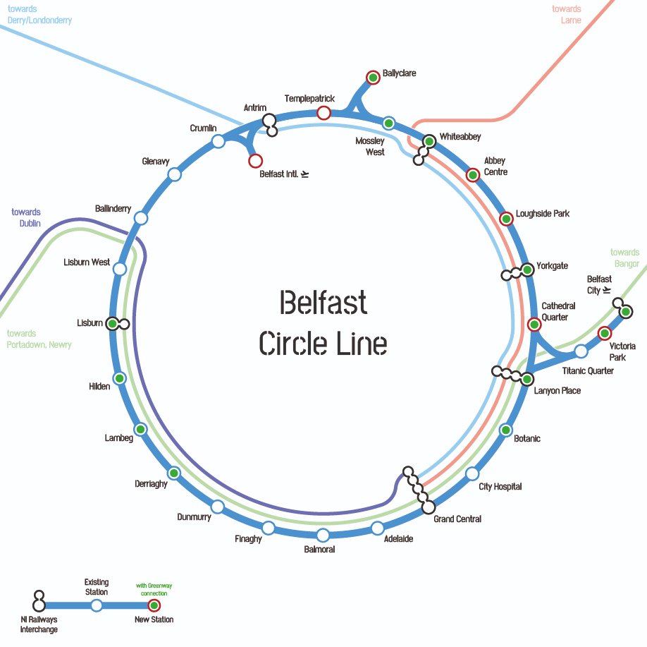 🚊 Dublin’s Luas 2050 plan includes two new circular lines around the city centre - plus a new orbital route beyond the M50.

Meanwhile in Belfast, the Circle Line remains a campaign.

Dublin is planning for the future.
Belfast needs to catch up - with its own "circle"!