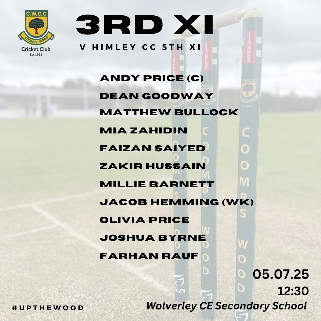 Teams for tomorrow 😍

1st XI host <a href="/RushwickCC/">Rushwick CC</a> 
2nd XI travel to Cutnall Green
3rd XI face <a href="/HimleyCC/">HimleyCC</a> 

👌🏻