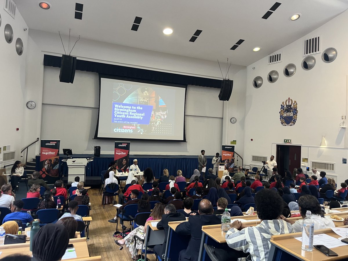 Having a strong representation of our youth ⁦<a href="/AstonUniversity/">Aston University</a>⁩ &amp; being part of ⁦<a href="/Bham_Citizens/">Birmingham Citizens</a>⁩ feels like we’re making a history. Massive kudos to all young people bravely speaking out about their lived experience as #migrants #refugees wanting to make a difference🫶🏼