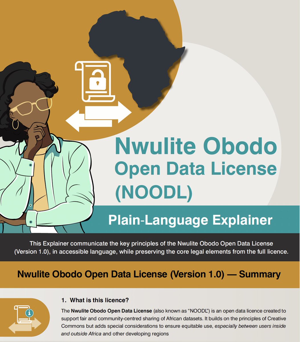 Data Science Law Lab (@datalawafrica) on Twitter photo We now have a Plain Language Explainer & a Summary Sheet for the NOODL License! These resources were created by our <a href="/chythepenguide/">Chijioke Okorie</a> & <a href="/StrathCIPIT/">Strathmore CIPIT</a>'s <a href="/MelissaOmino/">Melissa Omino</a> & explains the key provisions of the License in plain language: licensingafricandatasets.com/resources We now have a Plain Language Explainer & a Summary Sheet for the NOODL License! These resources were created by our <a href="/chythepenguide/">Chijioke Okorie</a> & <a href="/StrathCIPIT/">Strathmore CIPIT</a>'s <a href="/MelissaOmino/">Melissa Omino</a> & explains the key provisions of the License in plain language: licensingafricandatasets.com/resources