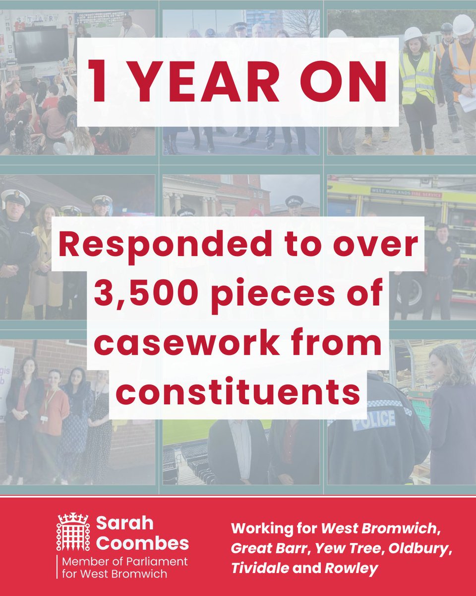 It's been one year since I was elected as the MP for West Brom, Rowley, Tividale, Great Barr and Oldbury. It's been an honour to serve our towns and fight for a better future.

I've supported over 3500 people, advocated for businesses and communities, and led national campaigns.