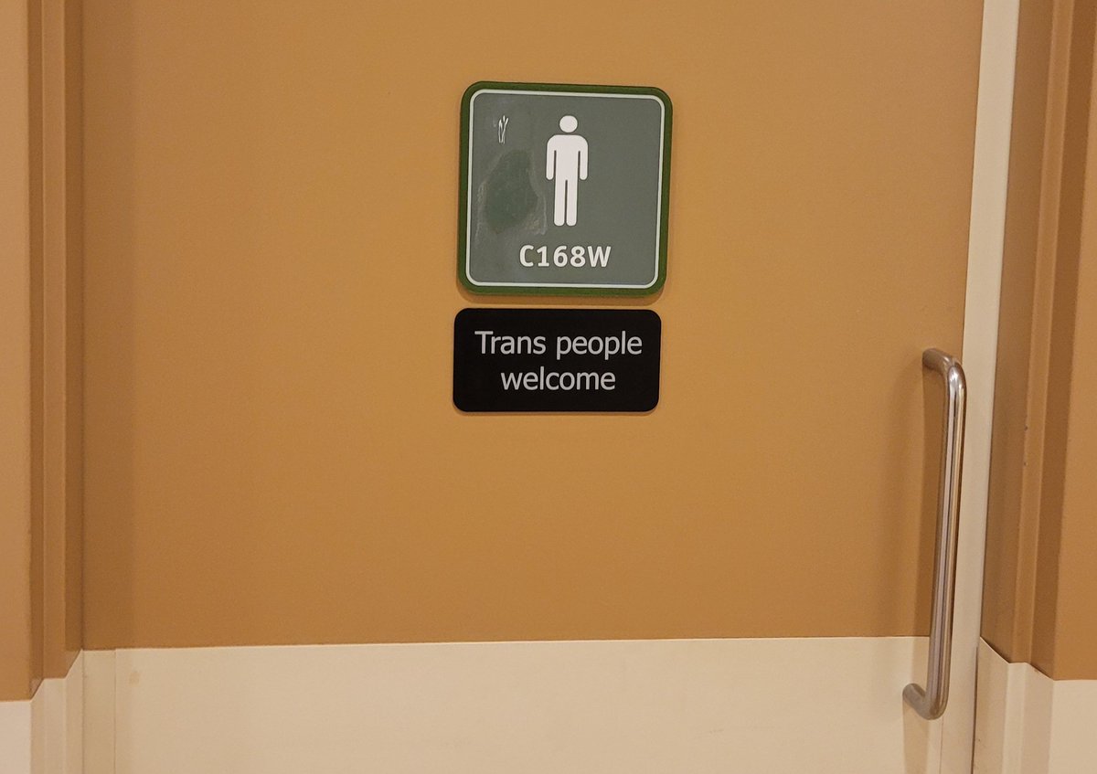 You won't find many restroom doors marked this way in the United States. This one is in Abbotsford Regional Hospital, British Columbia, Canada