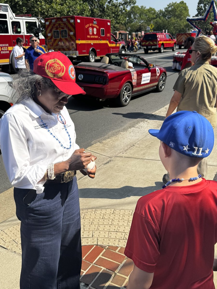 Some little leaguers caught <a href="/winwithwinsome/">Winsome Earle-Sears</a> along the parade route in Fairfax this morning and she put her John Hancock on a baseball for them 😉 

Good luck at states, boys!