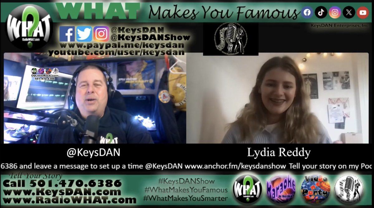Big THANKS to Dan <a href="/KeysDAN/">KeysDAN</a> <a href="/RadioWHATTwit/">Radio WHAT</a> for having LYDIA REDDY <a href="/LydiaReddy17/">Lydia</a> on his fab ‘What Makes You Famous’ #PODCAST #WhatMakesYouFamous 

Tune in to find out more about Lydia, her #music , hopes and plans.

You can watch the whole episode here:
youtu.be/B7EBdzgzuJ4?si…