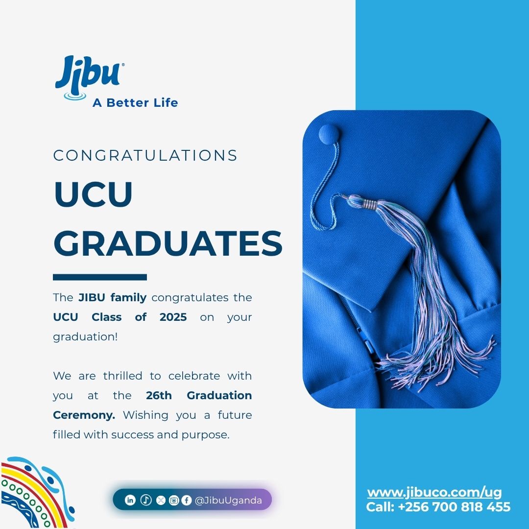 Jibu Uganda (@jibuuganda) on Twitter photo From the JIBU family we would like to Congratulate the UCU Class of 2025 on your 26th Graduation! Celebrate this milestone with pride and step boldly into your bright future!
<a href="/UCUniversity/">Uganda Christian University (Official)</a> #UCUGrad25 From the JIBU family we would like to Congratulate the UCU Class of 2025 on your 26th Graduation! Celebrate this milestone with pride and step boldly into your bright future!
<a href="/UCUniversity/">Uganda Christian University (Official)</a> #UCUGrad25