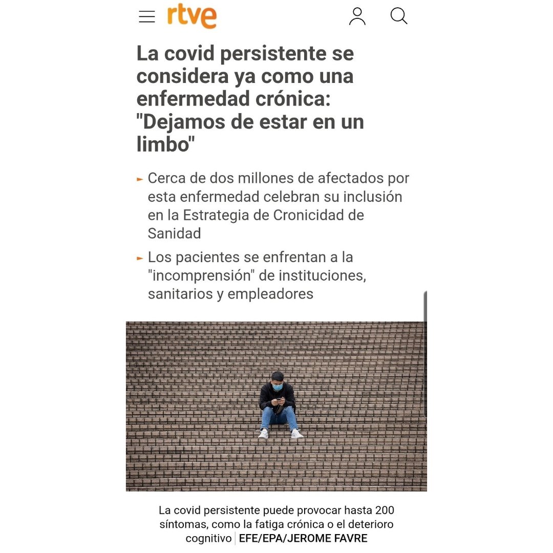 AMACOP | Asociación Madrileña de Covid Persistente (@covid_madrid) on Twitter photo ⚠️ La covid persistente se considera ya como una enfermedad crónica: "Dejamos de estar en un limbo”
Cinco años después y un periplo interminable de incomprensión que esperamos comience a cambiar pronto 🙏
<a href="/sanidadgob/">Ministerio de Sanidad</a> <a href="/SaludMadrid/">Salud Madrid</a>
🧵 ⚠️ La covid persistente se considera ya como una enfermedad crónica: "Dejamos de estar en un limbo”
Cinco años después y un periplo interminable de incomprensión que esperamos comience a cambiar pronto 🙏
<a href="/sanidadgob/">Ministerio de Sanidad</a> <a href="/SaludMadrid/">Salud Madrid</a>
🧵