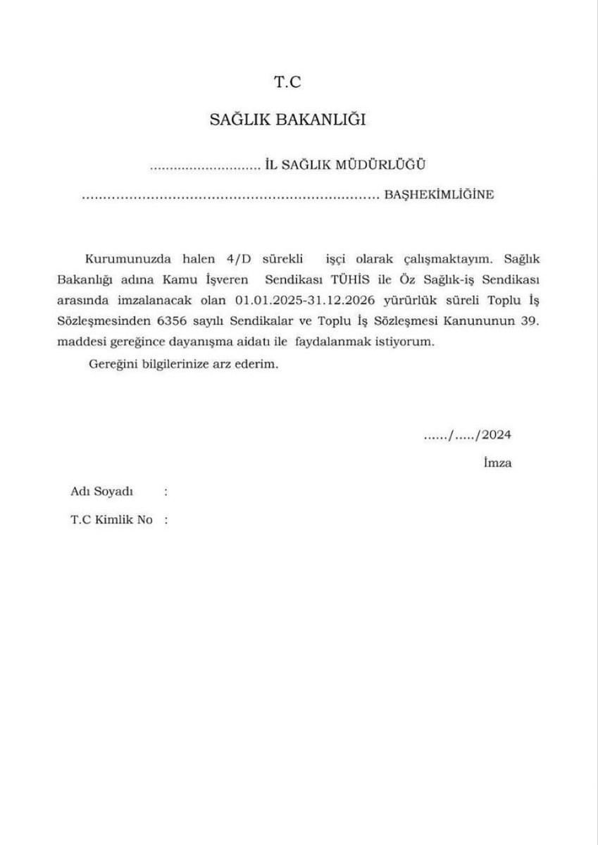 "Kamuda çalışan üniversite mezunu işçilerin statü değişikliği talepleri engellenmemelidir. Ey yetkisiz Hak-İş ve Türk-İş sendikaları, üniversite mezunu işçilerin memur statüsüne geçişini kendi istekleri doğrultusunda destekleyin, önlerine engel koymayın. Aksi takdirde, benim gibi